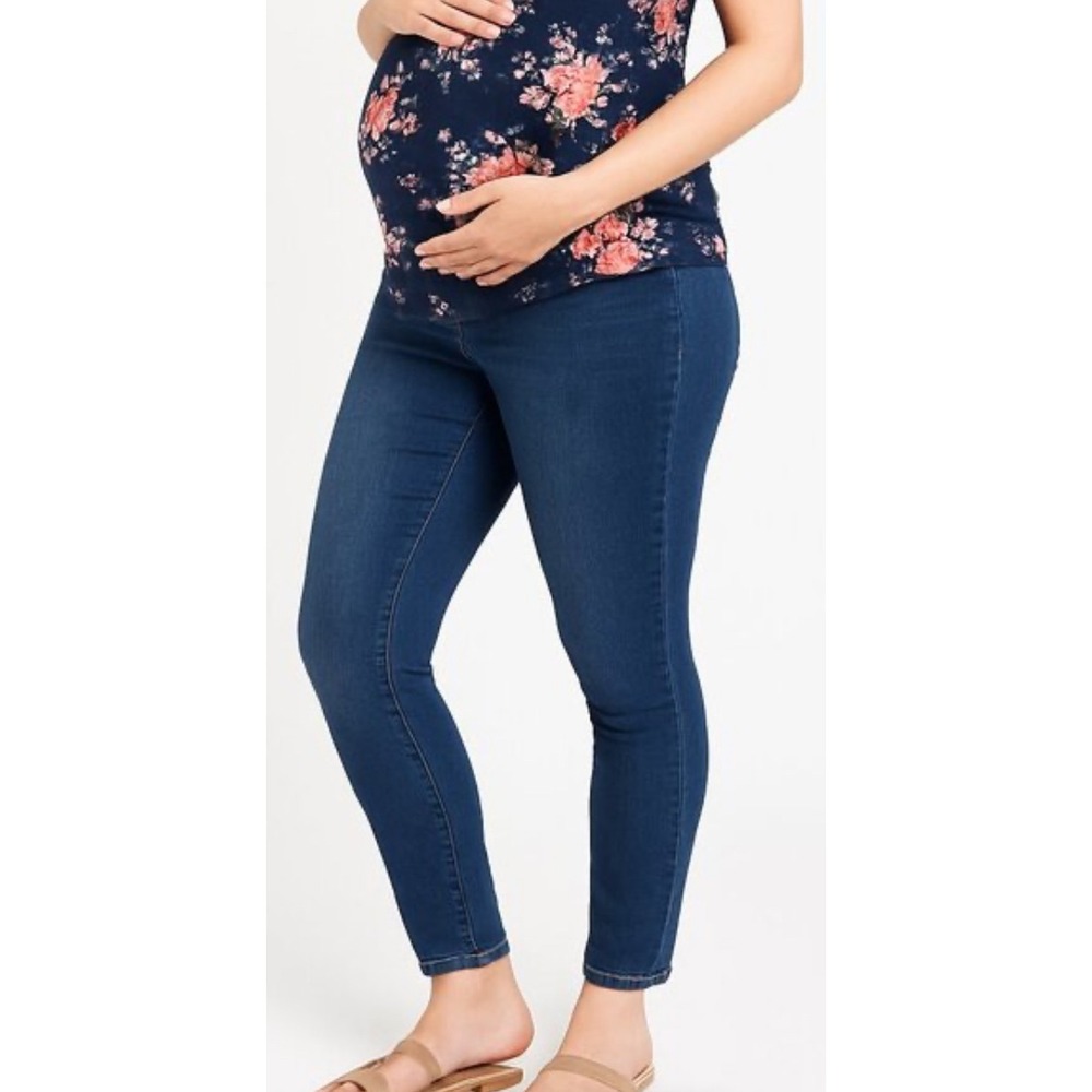 Topshop Moto Maternity Joni Jeans Dark Wash Skinny Stretch‎ Size 16 L 32